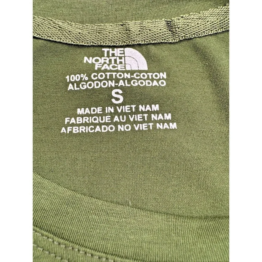 The North Face Mens T-Shirt Small S Green Short Sleeve Vertical Logo Cotton Tee